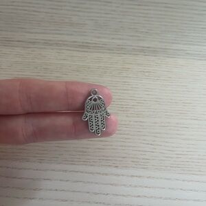Antiqued Silver Hamsa Hand Necklace Intricate Detailing